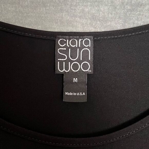 Clara Sun Woo Cut Out Sleeve Tunic Womens Medium Jersey Liquid Knit Side Slits - Picture 5 of 9